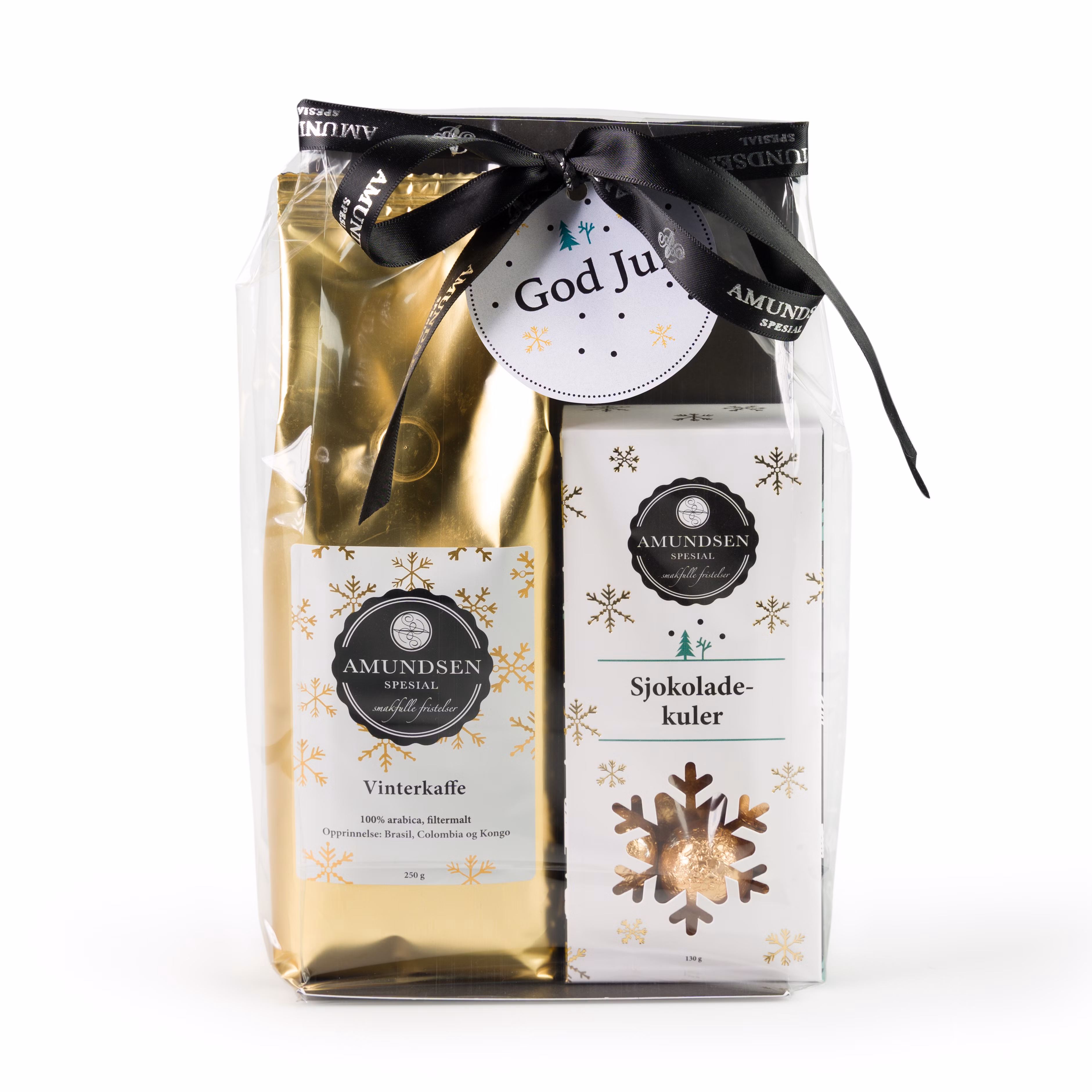 Eksklusiv gavepose: Kaffe 250 g og sjokoladekuler