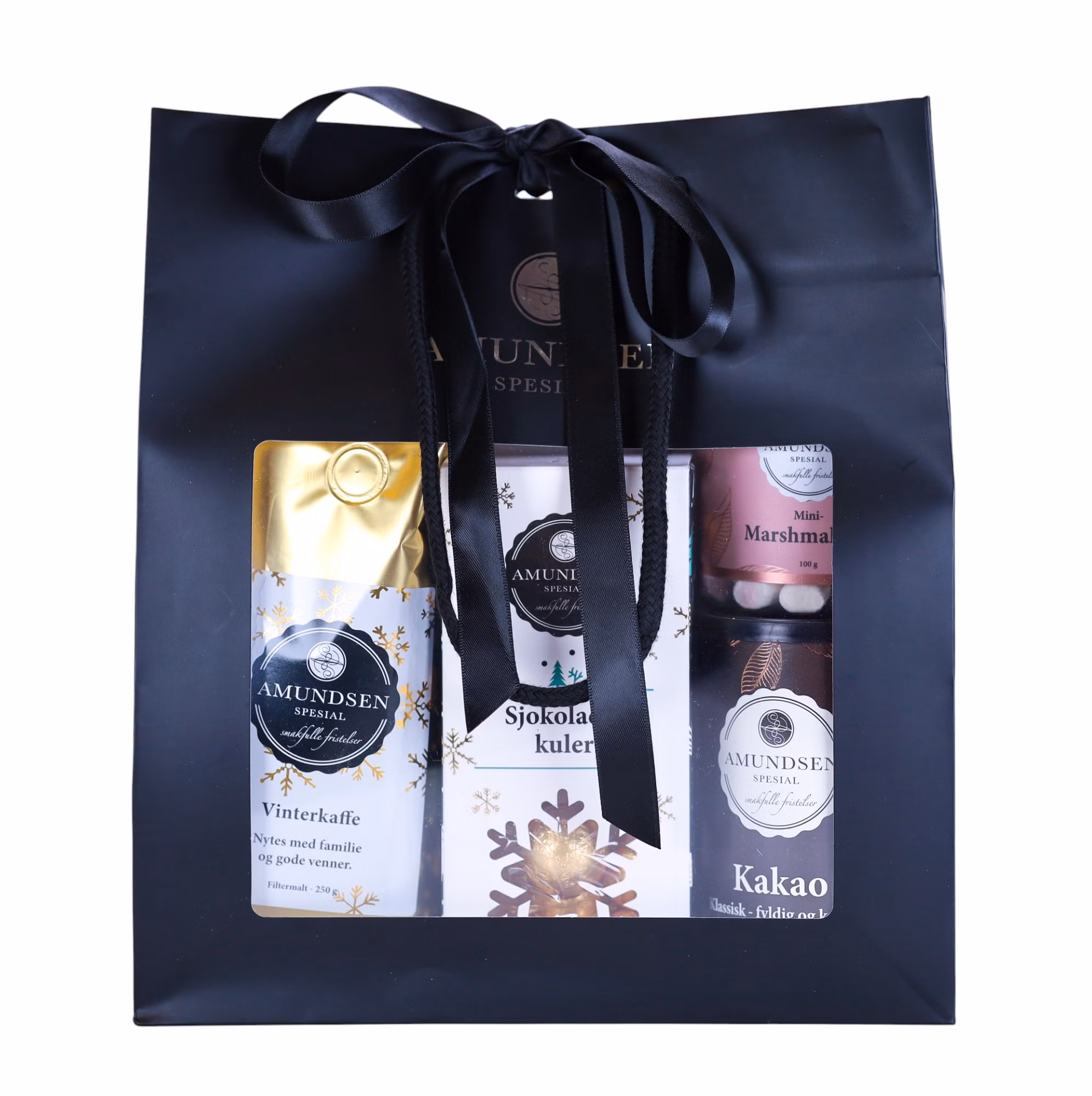 Eksklusiv gavepose: kakao, mini marshmallows, sjokoladekuler & vinterkaffe(2025)