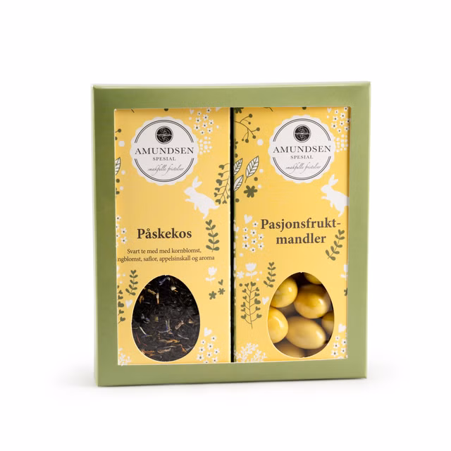 Påskeeske-Pasjonsfruktmandler og Påske te.  