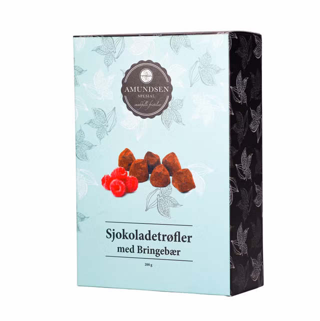 Sjokoladetrøfler med bringebær