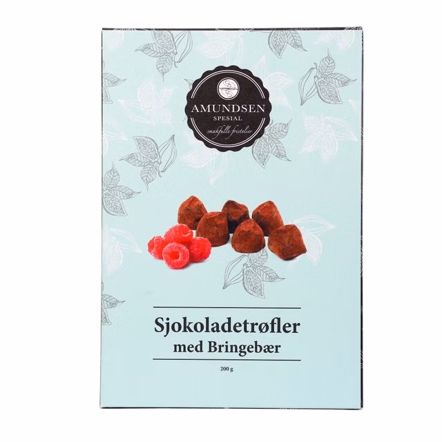 Sjokoladetrøfler med bringebær