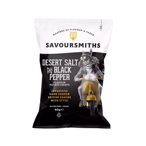 Savoursmiths potetchips med ørken salt & sort peppersmak, 40g